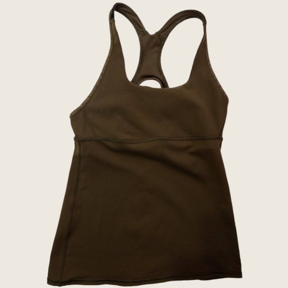 Lululemon Olive Green and Camo Racer Back Tank Top Women Size 6 - Picture 3 of 7